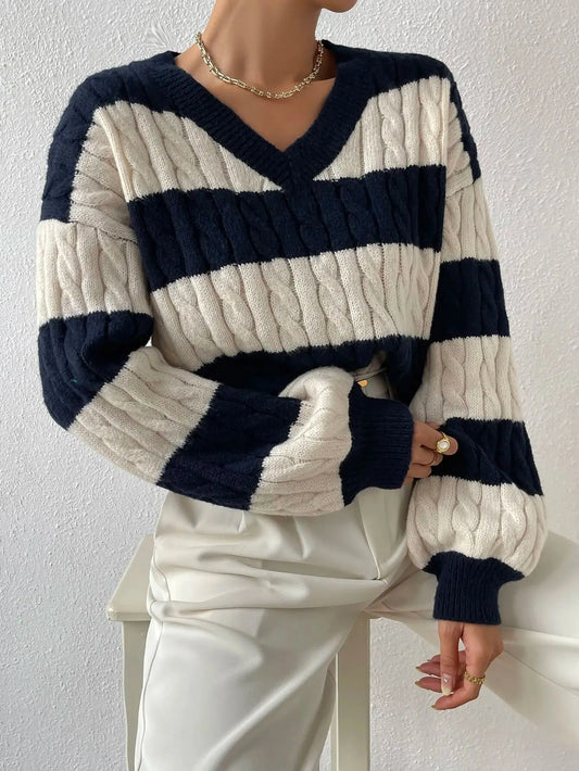 Women's Bold Black Striped Knit Sweaters