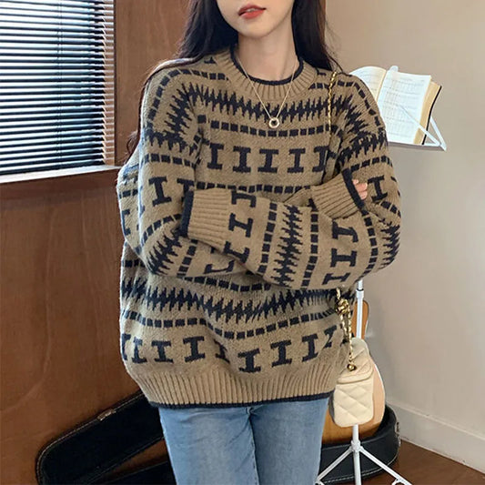 Women's American Retro Loose-Fitting Knit Pullover