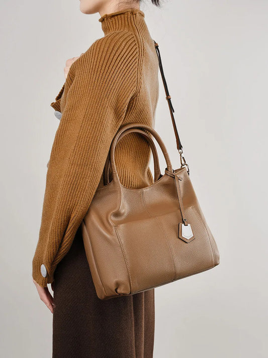 Structured Genuine Leather Satchel Bag Elegant