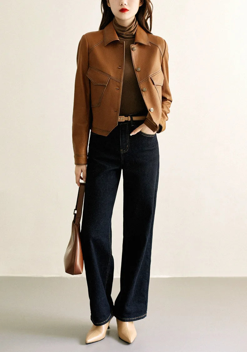 Women’s PU Leather Short Coat – Stylish Motorcycle Bomber Jackets & Streetwear Coats for Spring 2025