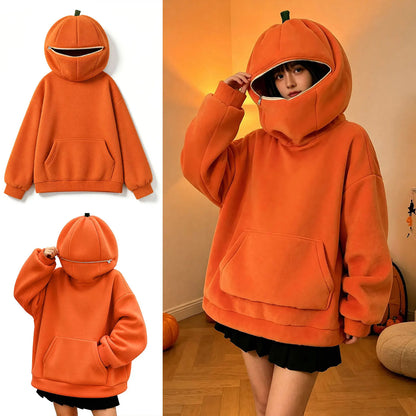 Cozy Pumpkin Patch Outfit: Oversized Pumpkin Zip-Up Hoodie