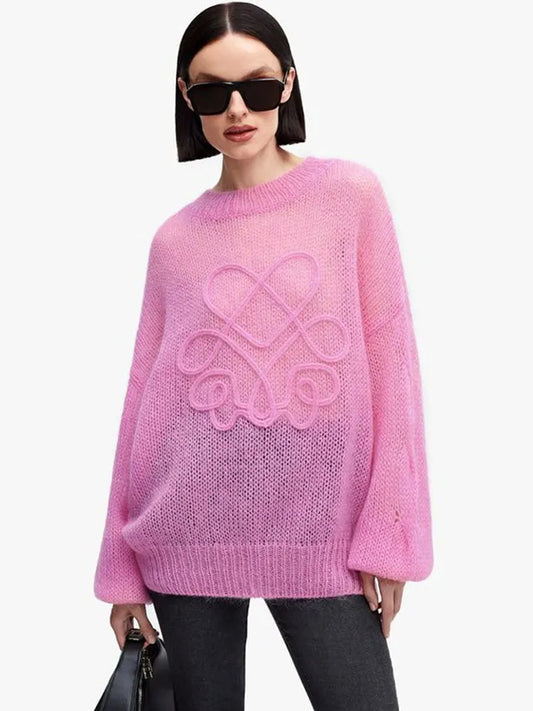 Women's Streetwear Hollow Out Chunky Knit Loose Sweater