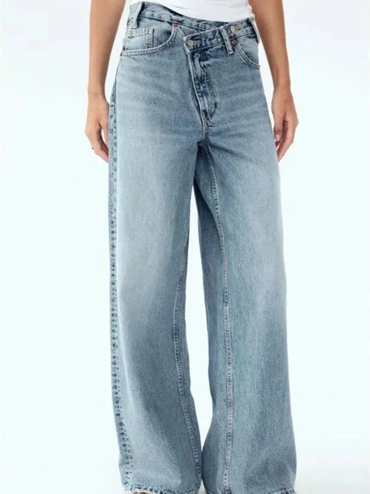 High-Waist Straight-Leg Denim Jeans – Vintage Style & Modern Comfort