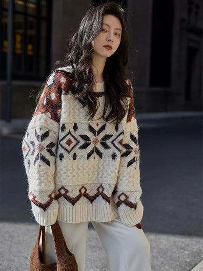 Loose and Lazy Western Style Sweater for Women – New Niche Japanese Retro Knit Design, Casual Fashion Knitwear