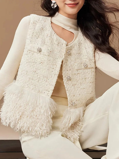 Polyester Sleeveless Jacket – Casual Layering Vest for Women