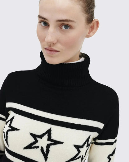 European & American Y2K Street Women’s High-End High-Neck Sweater – Star Stitching Pattern, Warm Knitted Pullover Sweater