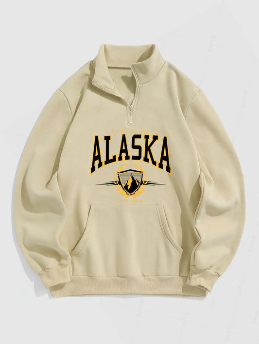 Unisex Vintage Alaska Mountain Graphic Zip Sweatshirt
