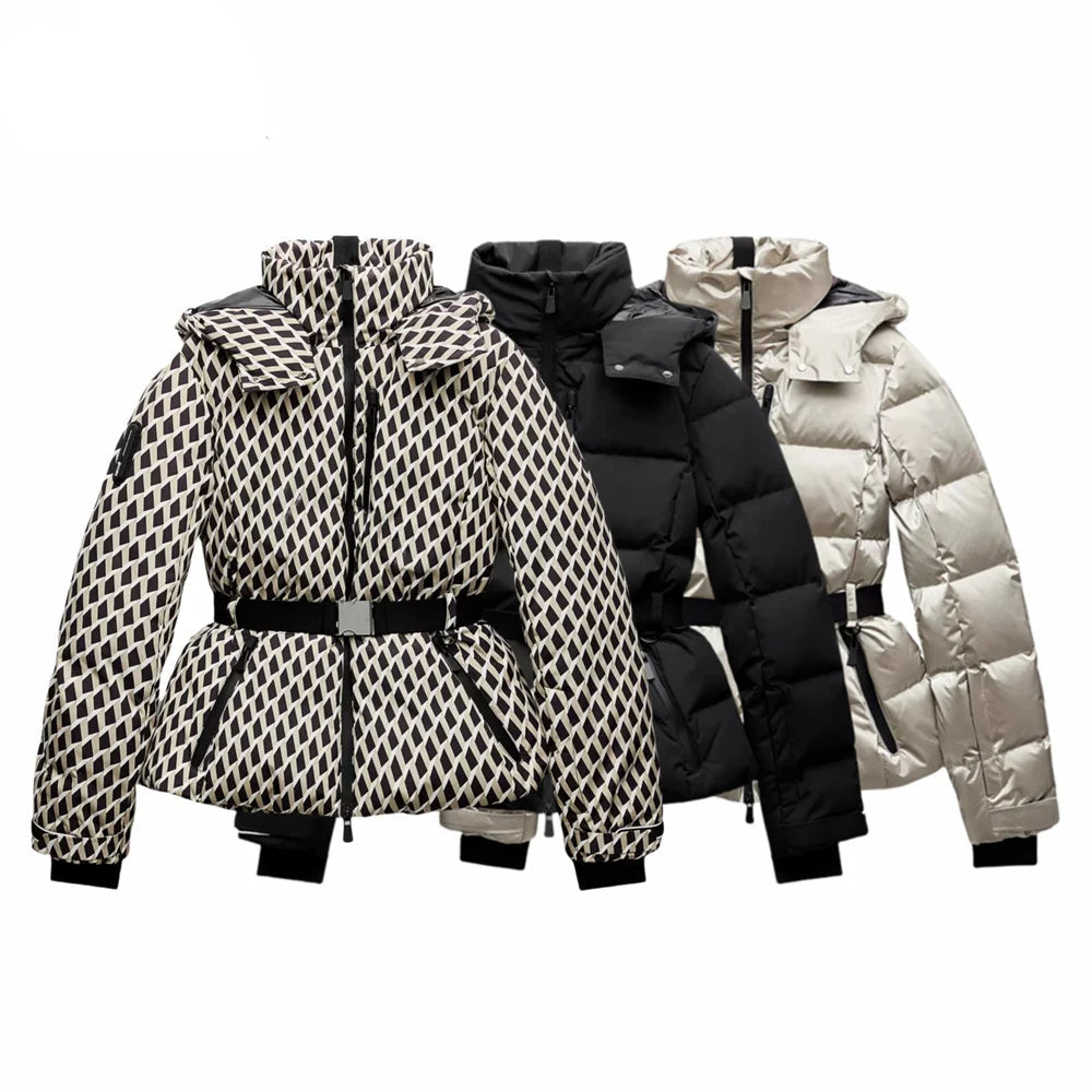 Office Lady Belted Puffer Jackets