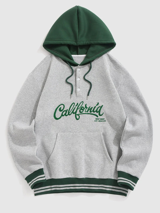 WEST COAST CALIFORNIA Green Hooded Casual Hoodie