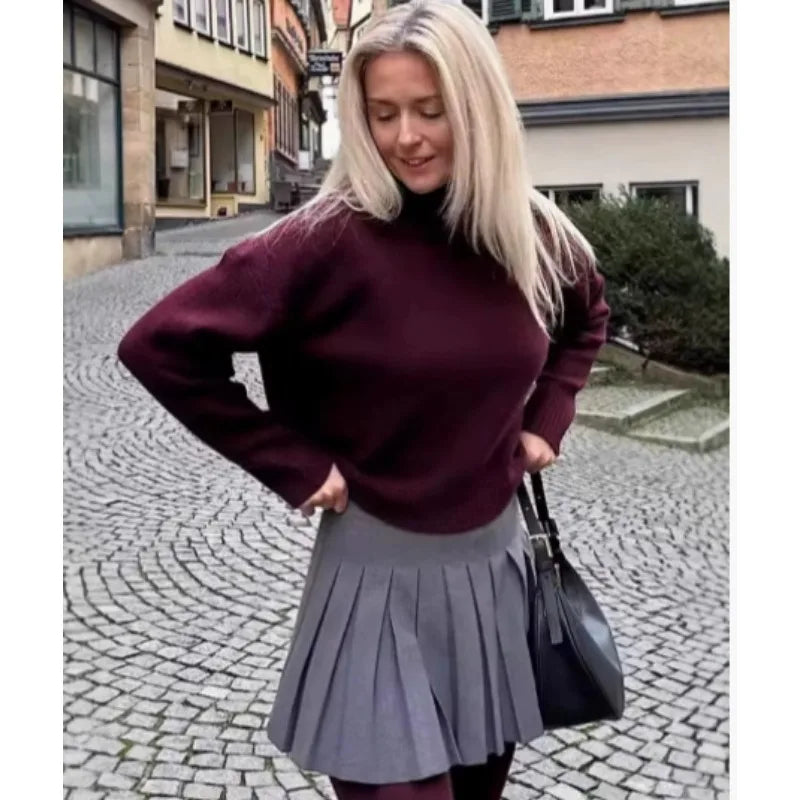 2025 Womens Thick Knitted Sweater Loose Fit Idle Style Pullover Half Polo Turtleneck Versatile Winter Top