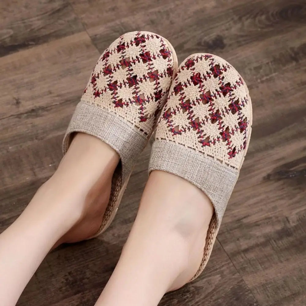 Womens Rustic Vintage Flax Slippers