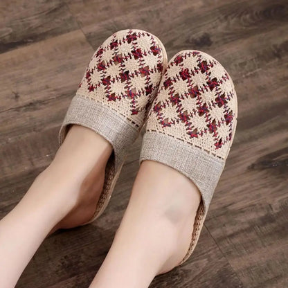 Womens Rustic Vintage Flax Slippers