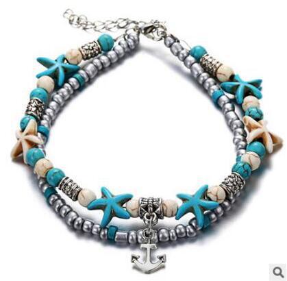 Starfish Beaded Adjustable Ankle Bracelets