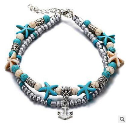 Starfish Beaded Adjustable Ankle Bracelets