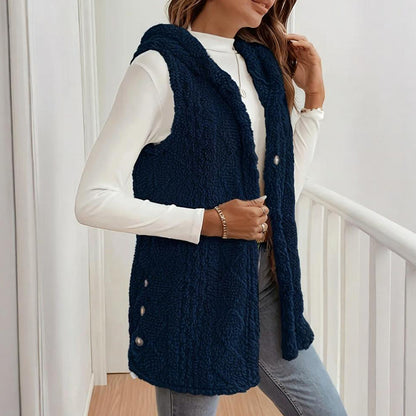 2025 Womens Long Winter Quilted Hooded Vest Sleeveless Down Cotton Jacket With Pockets Warm Outdoor Coat S 5XL