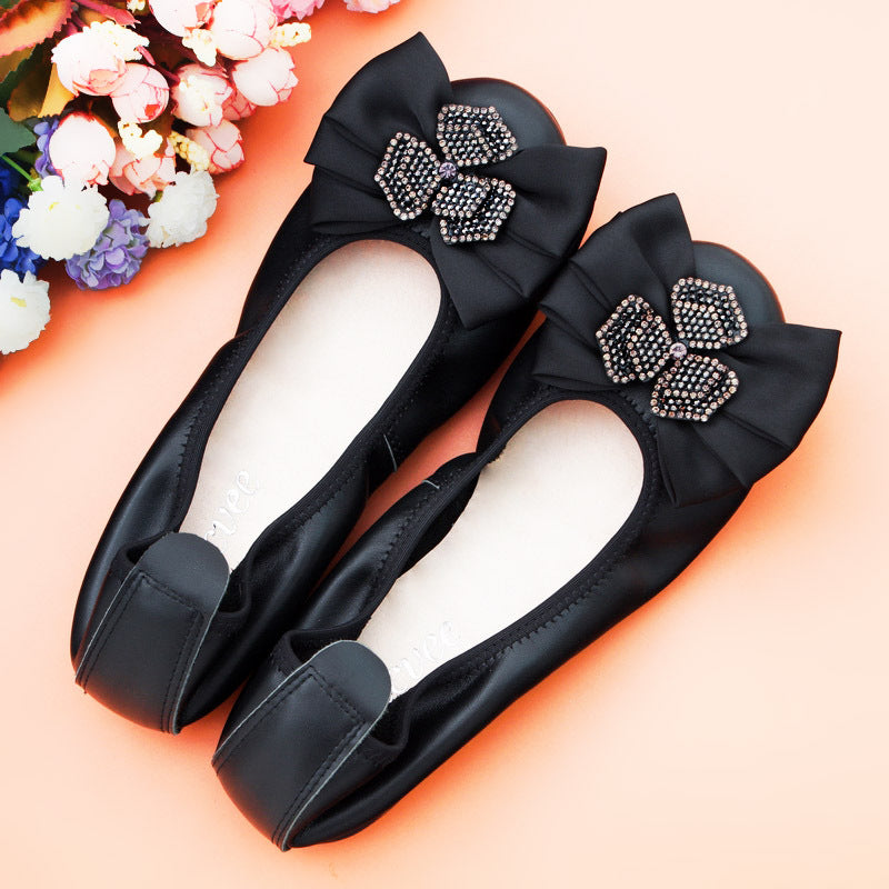 Womens Crystal Ribbon Design Transparent Low Heel Summer Shoes