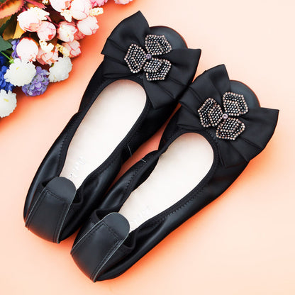 Womens Crystal Ribbon Design Transparent Low Heel Summer Shoes