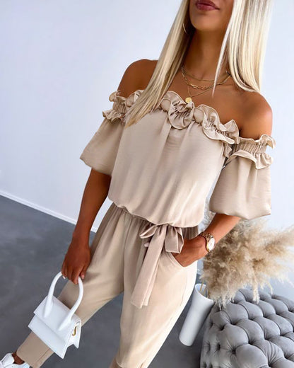Off-Shoulder Jumpsuit for Women – Elegant Summer Outfit 2025
