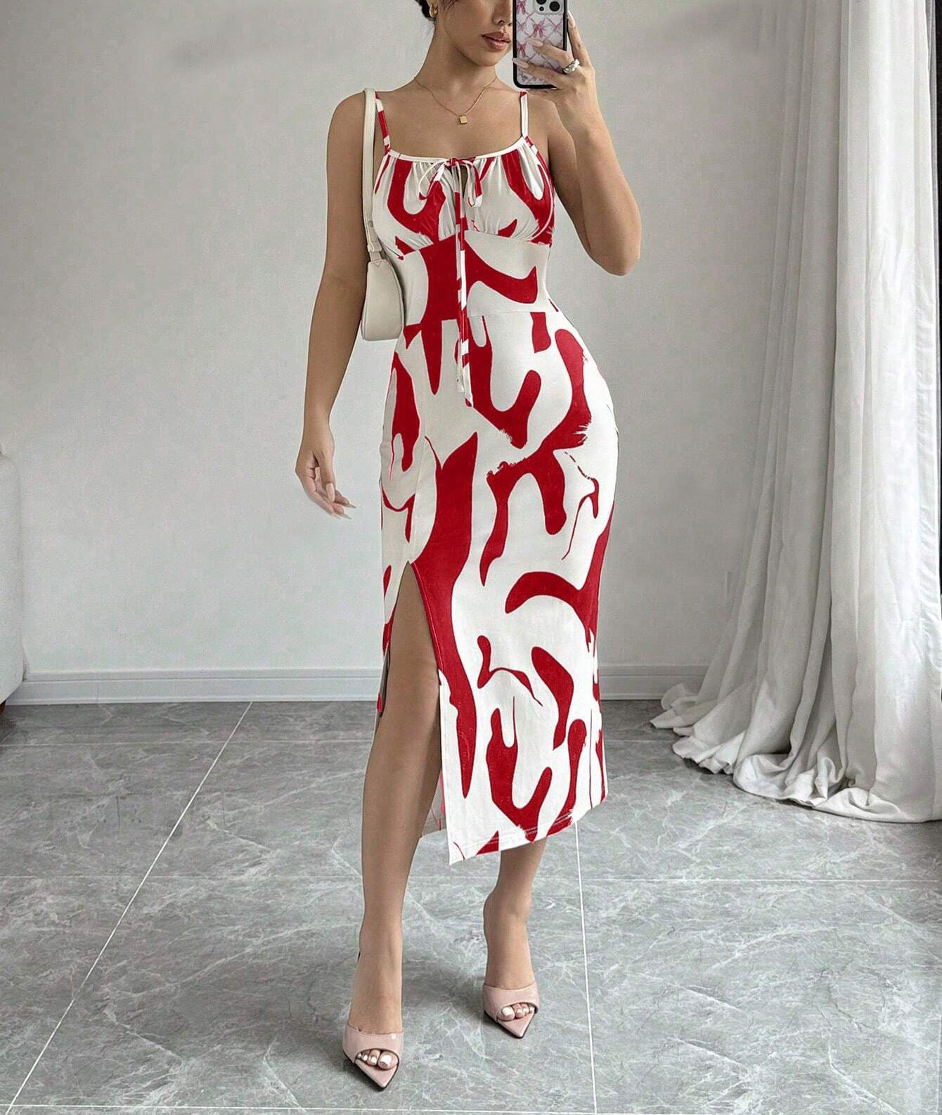 Summer Printed Suspender Split Dress | Flowy Long Dress for Vacations & Casual Outfits