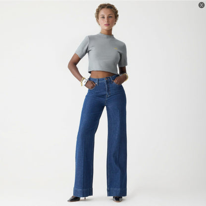 Fashion Loose Elastic Denim Trousers – Mid-Waist Relaxed Fit Jeans