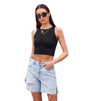 Summer Street Hipster Water Washed Hole Denim Shorts Women – Vintage Casual Outfit