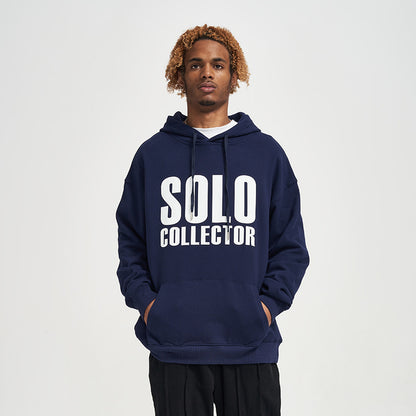 Unisex Cotton Basic Letter Hoodie – Casual Oversized Streetwear