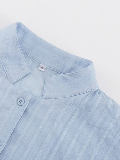 Spring Summer Plaid Lace Up Shirt Short Outfits Set