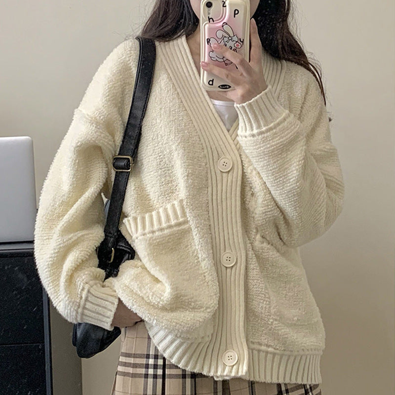 Fashionable Knitted Cardigan Sweater for Women – Cozy Cashmere Top, Elegant Fall & Winter Outfit