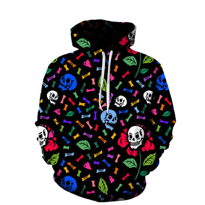 Alphabet Blast Skull Printed Casual Hoodies