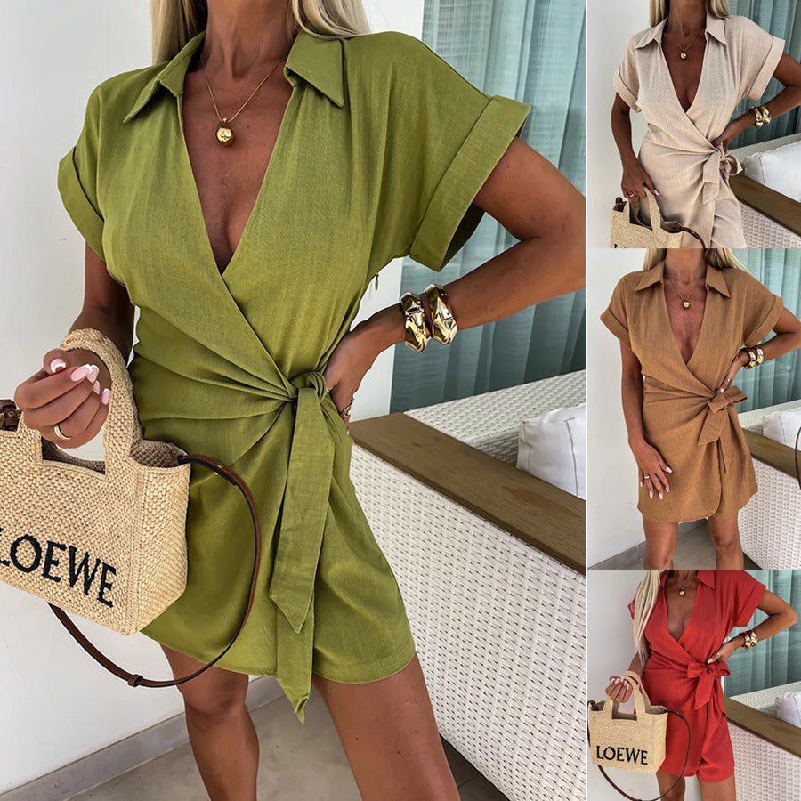 Sporty Turn Down Collar Jumpsuit Casual Streetwear