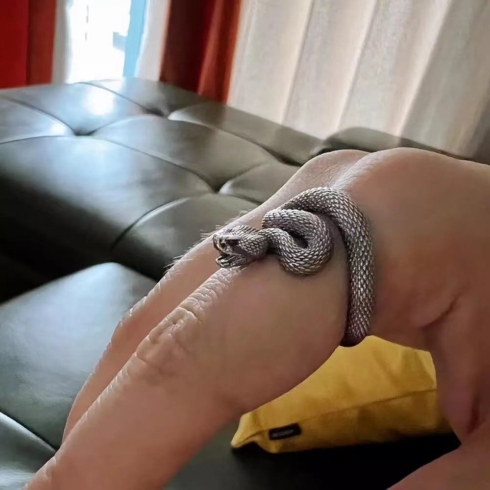 Rattlesnake Adjustable Rings – Vintage Snake Jewelry for Men & Women, Statement Fashion Rings