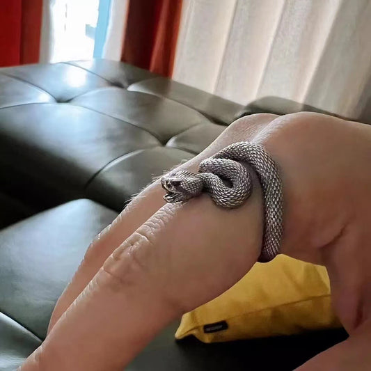 Rattlesnake Adjustable Rings – Vintage Snake Jewelry for Men & Women, Statement Fashion Rings
