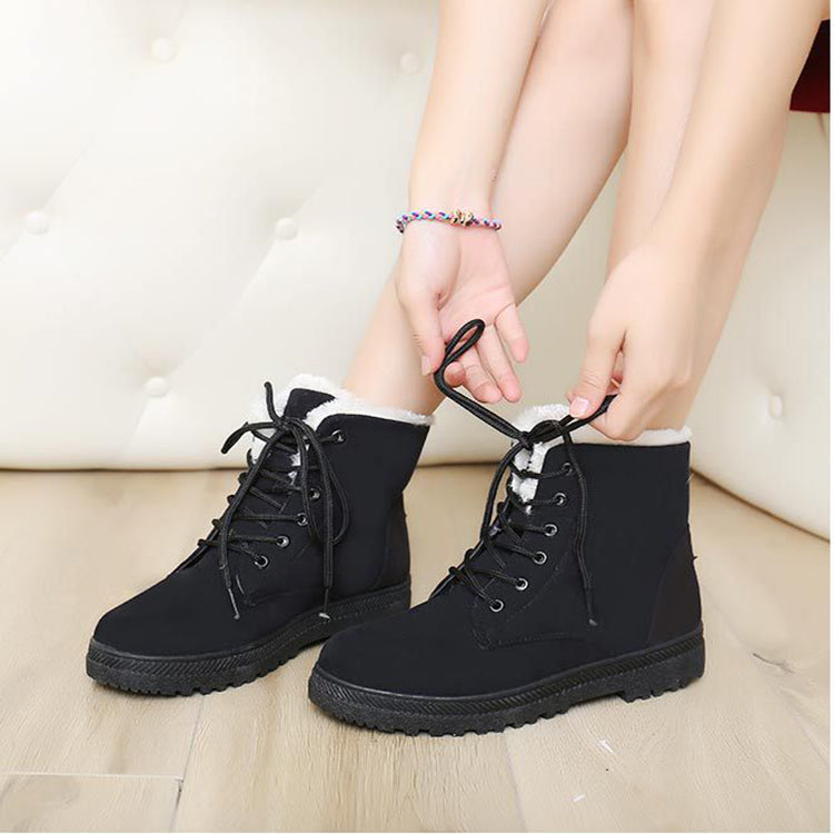 Womens Waterproof Snow Boots Fashion Winter Ankle Boots Lightweight Warm Casual Shoes Black Botas Mujer