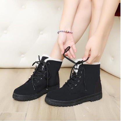 Womens Waterproof Snow Boots Fashion Winter Ankle Boots Lightweight Warm Casual Shoes Black Botas Mujer