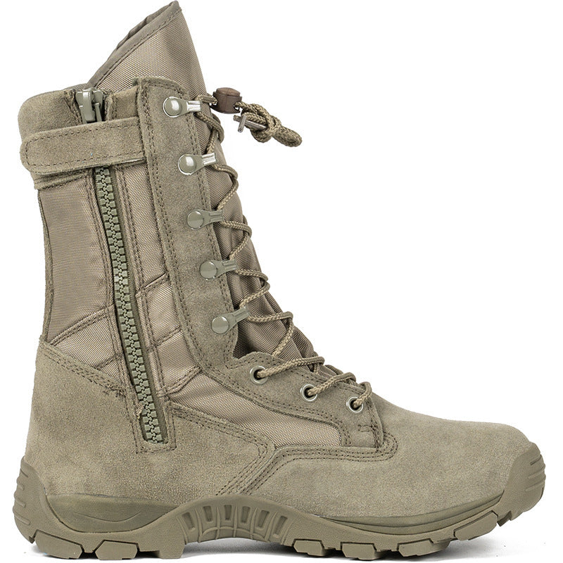 Unisex High-Top Combat Boots in Black & Green | Tactical Outdoor Running, Hiking & Cycling Boots