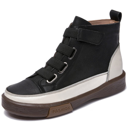 British Vintage Martin Boots for Women | Cowhide Leather Non-Slip Winter Boots with Plus Velvet Lining