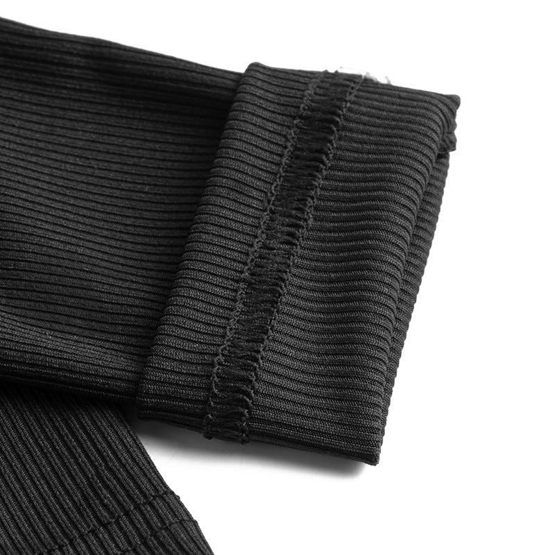 Elegant Long Sleeve Ribbed Mock Neck Solid Dress