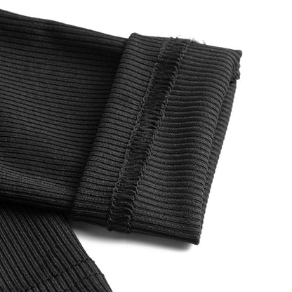 Elegant Long Sleeve Ribbed Mock Neck Solid Dress