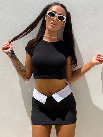 Contrast Stitching Two-Piece Outfit Set | Bold Street Style Style 2025