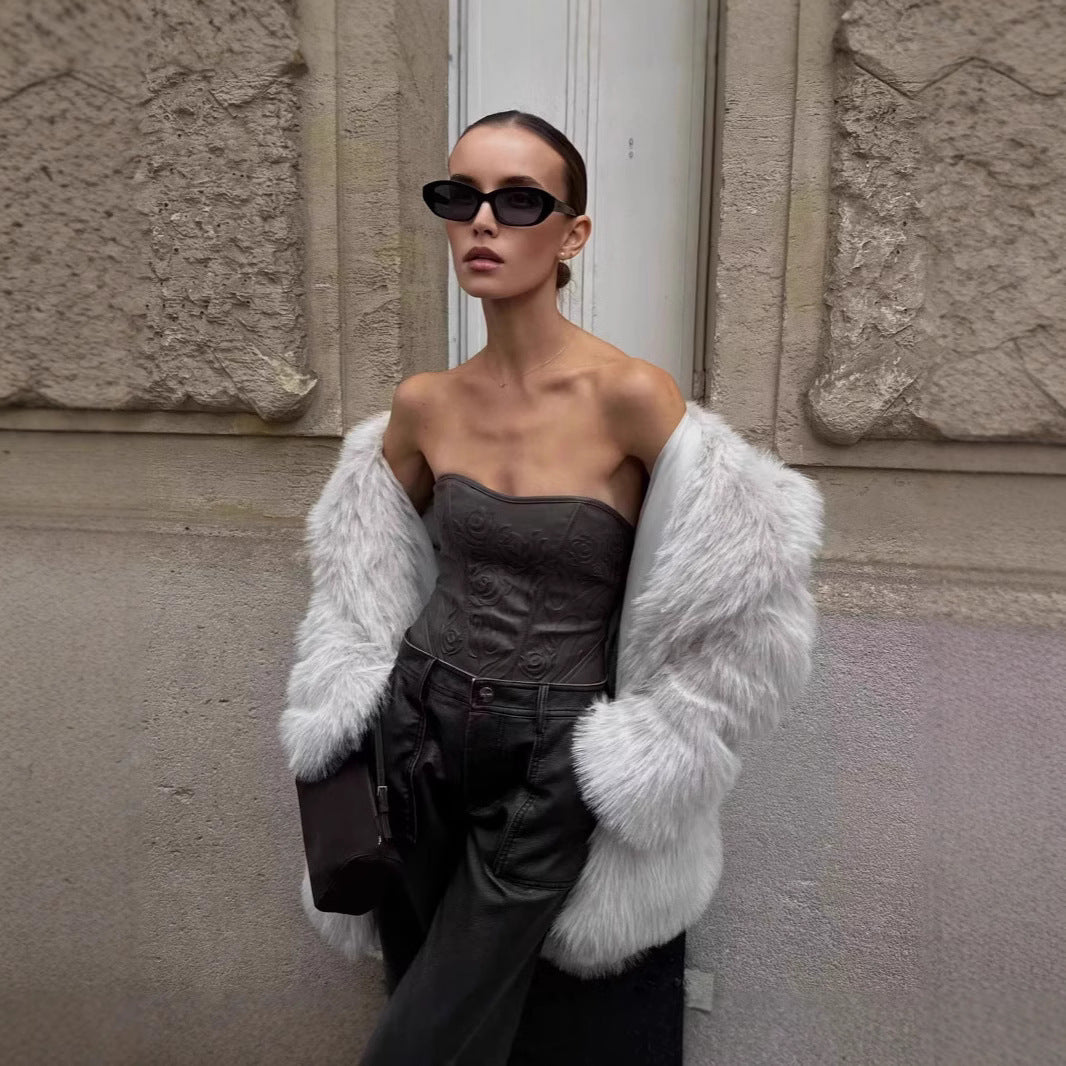 Fresh Warm Thick Artificial Fur Collar Women Winter Coats