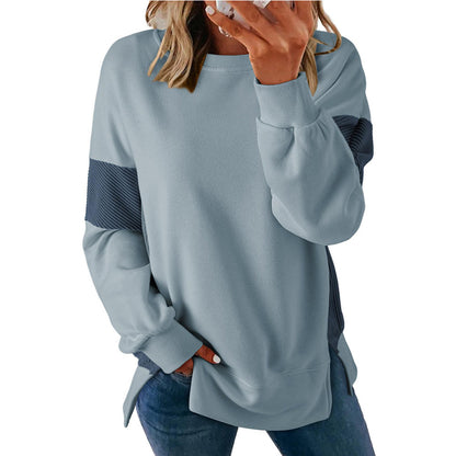 Multicolor Contrast Loose Sweatshirt – Street Style Pullover for Everyday Comfort