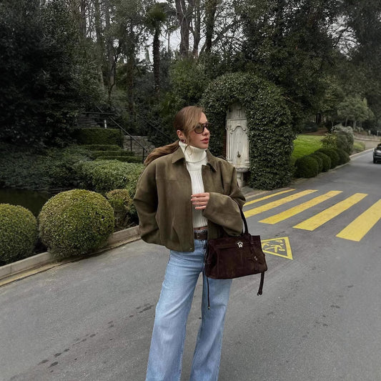 Casual Cropped Bomber Jackets For Women