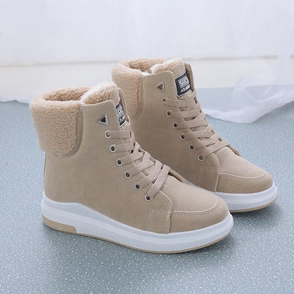 Women's Platform Boots – Winter Sneakers with Warm Fur Plush, Lace-Up Casual Chunky Fashion Sneakers for Women