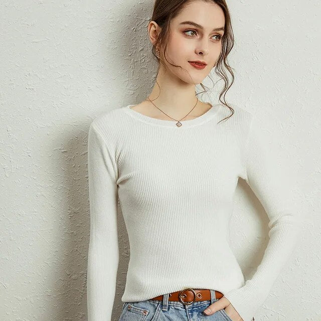 Simple O-Neck Long Sleeve Sweaters