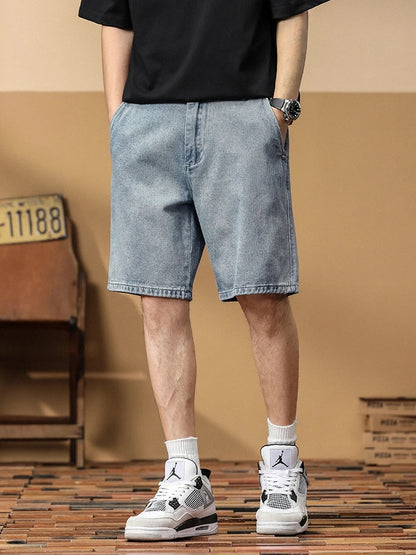 Men Breathable Cotton Knee-Length Big Size Denim Shorts