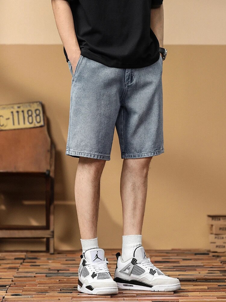 Men Breathable Cotton Knee-Length Big Size Denim Shorts