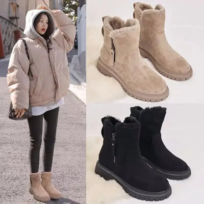 Rough Terrain Style Zipper Closure Snow Boots For Women