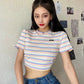 Sexy Backless Striped Rainbow Cropped Top