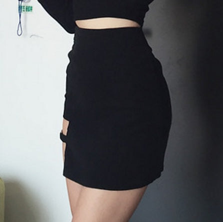 Skirts Korean Style Black Mini Skirt Asymmetric Party Trend