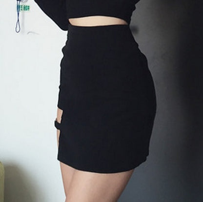 Skirts Korean Style Black Mini Skirt Asymmetric Party Trend